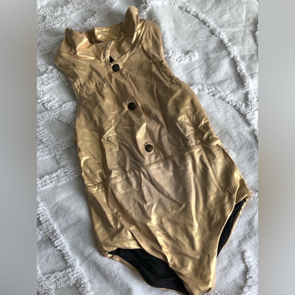 VGUC Sz4 Little Creative Factory gold colored sleeveless swim suit